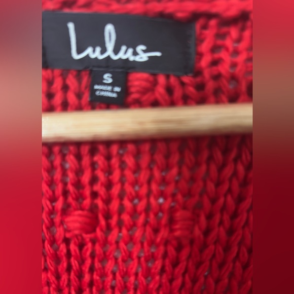 Lulu's Vibrant Red and Pink Fringe Cardigan - Picture 4 of 4